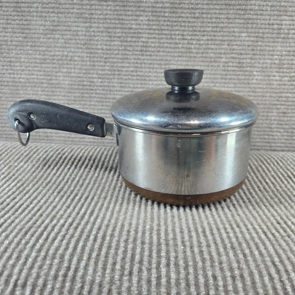 Revere Ware 1.5 Qt Silver Copper Clad Stainless Steel Saucepan‎ with Lid